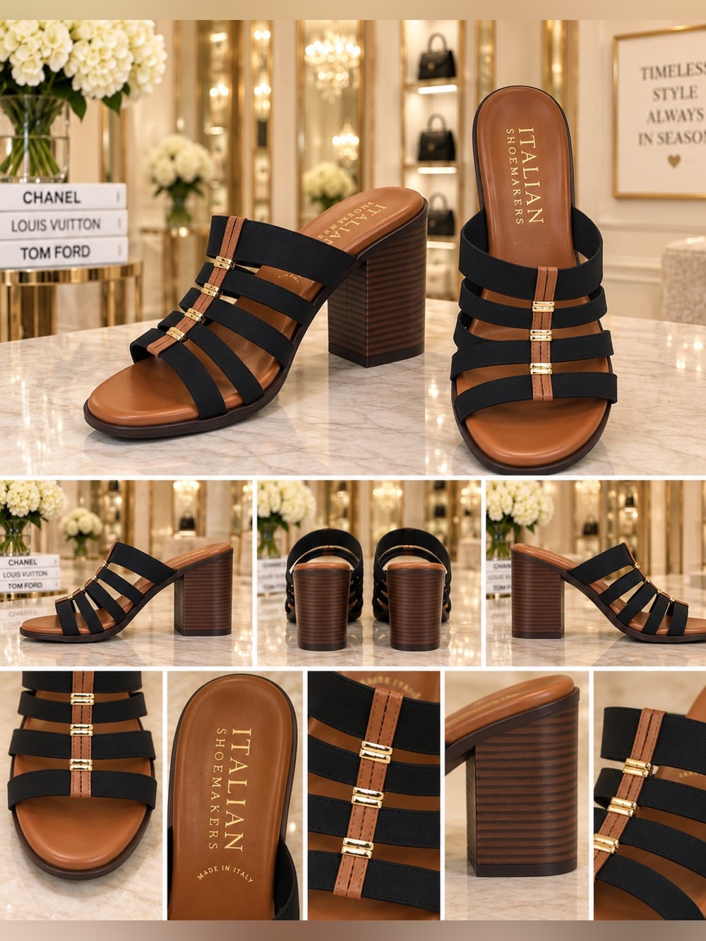 🖤Italian Shoemakers Reign Mid Heel Sandals🖤